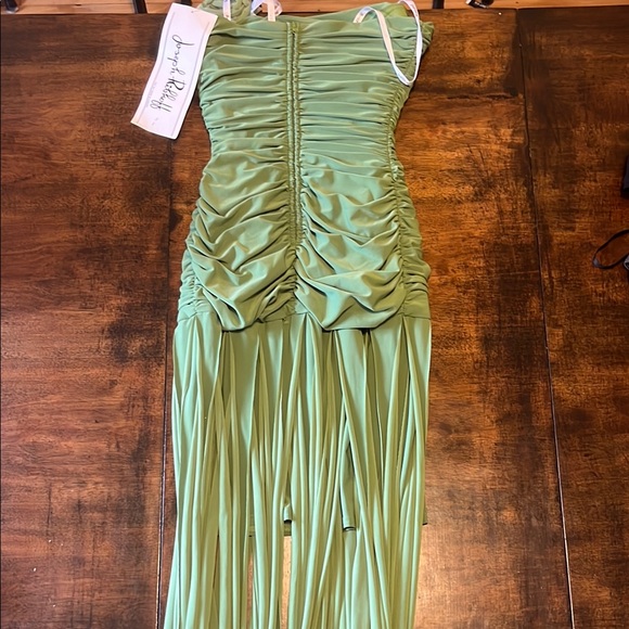 Joseph Ribkoff Strapless Ruched Dress in Green - Picture 3 of 6